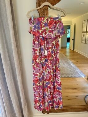 Strapless Floral Maxi Dress - Pink Multi